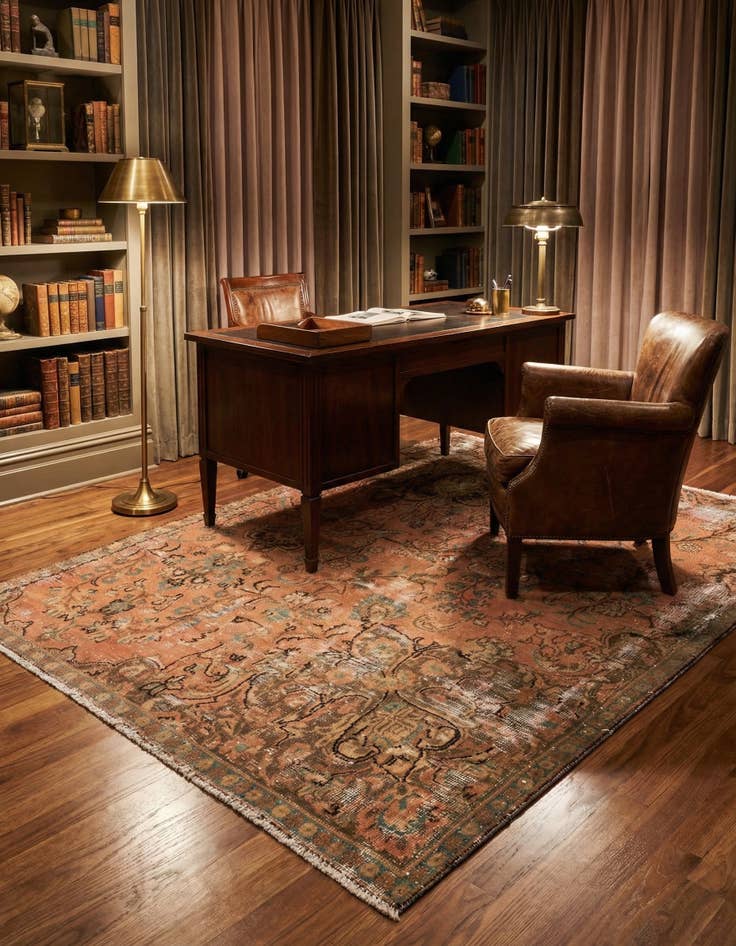 Detail image of  4' 3 x 5' 3  Hand Knotted Ultra Vintage Persian Wool Square Rug