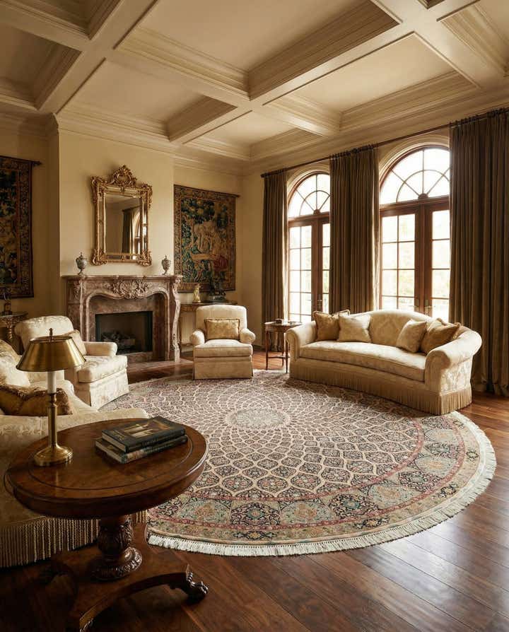 12' 10 x 12' 10 Hand Knotted Tabriz Persian Round Rug