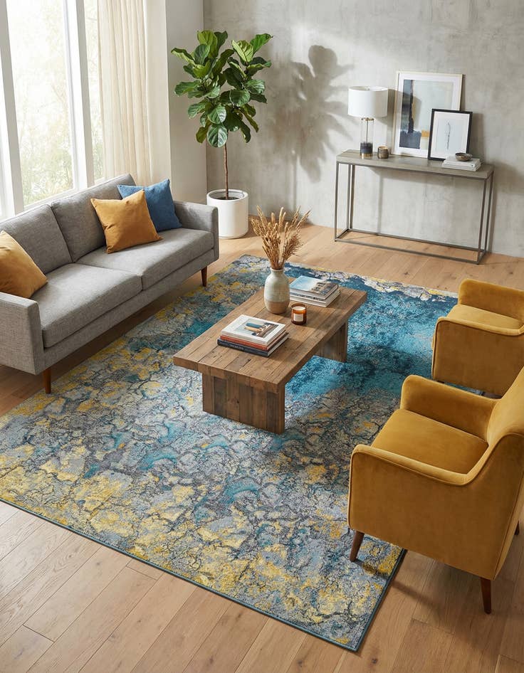 Detail image of 10' x 14'  Washable Modern Indoor / Outdoor Rug