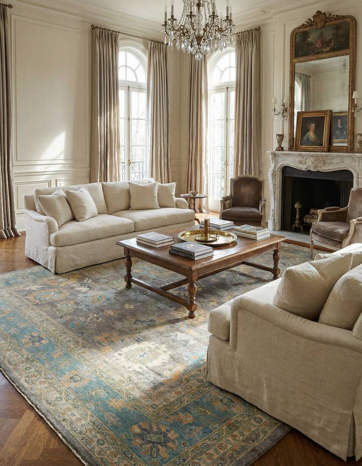 Detail image of 13' 3 x 19' 7  Hand Knotted Oushak Rug