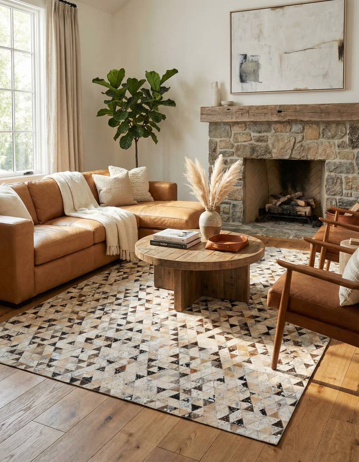 Detail image of 5' 2 x 7' 7 Cowhide Stocks Rug