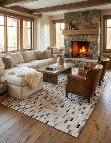 7' 11 x 9' 9 Cowhide Stocks Rug