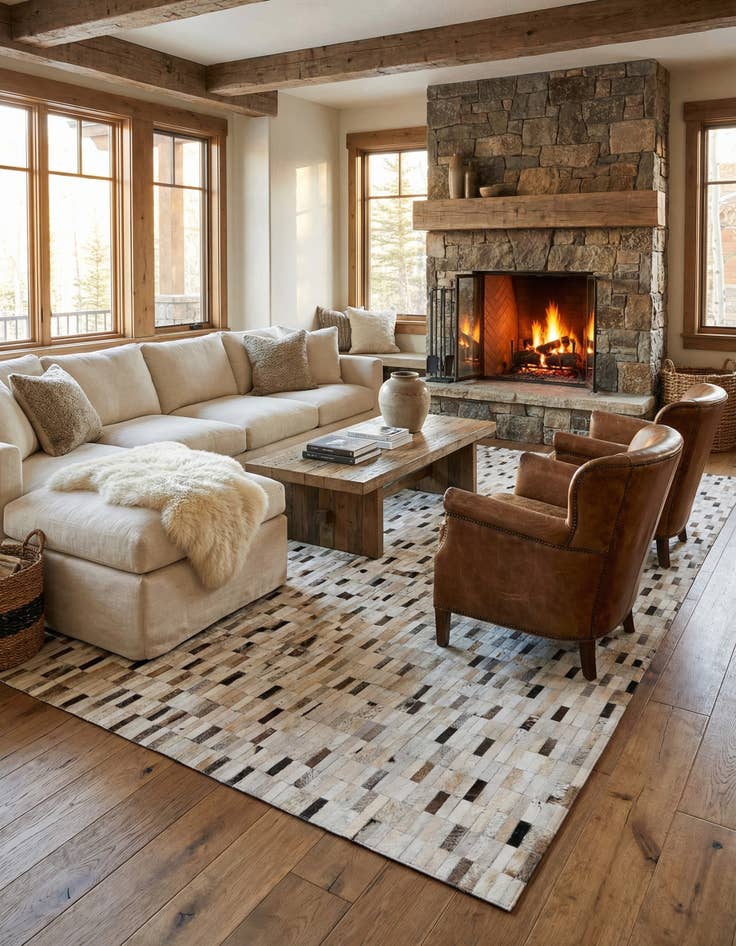 Detail image of 7' 11 x 9' 9 Cowhide Stocks Rug