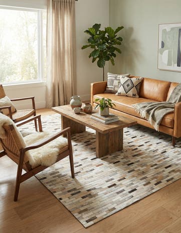 4' 8 x 6' 6 Cowhide Stocks Rug