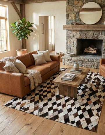 5' 7 x 8' Cowhide Stocks Rug