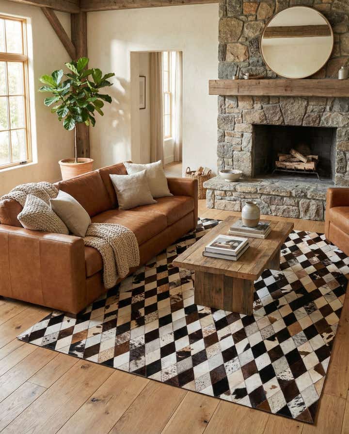 5' 7 x 8' Cowhide Stocks Rug