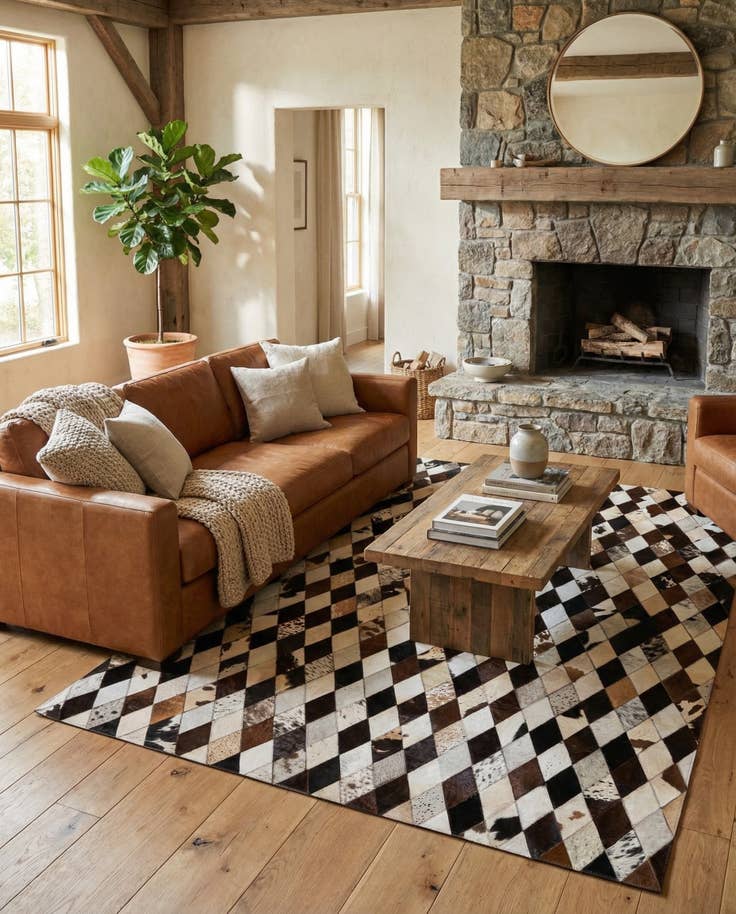 Detail image of 5' 7 x 8' Cowhide Stocks Rug