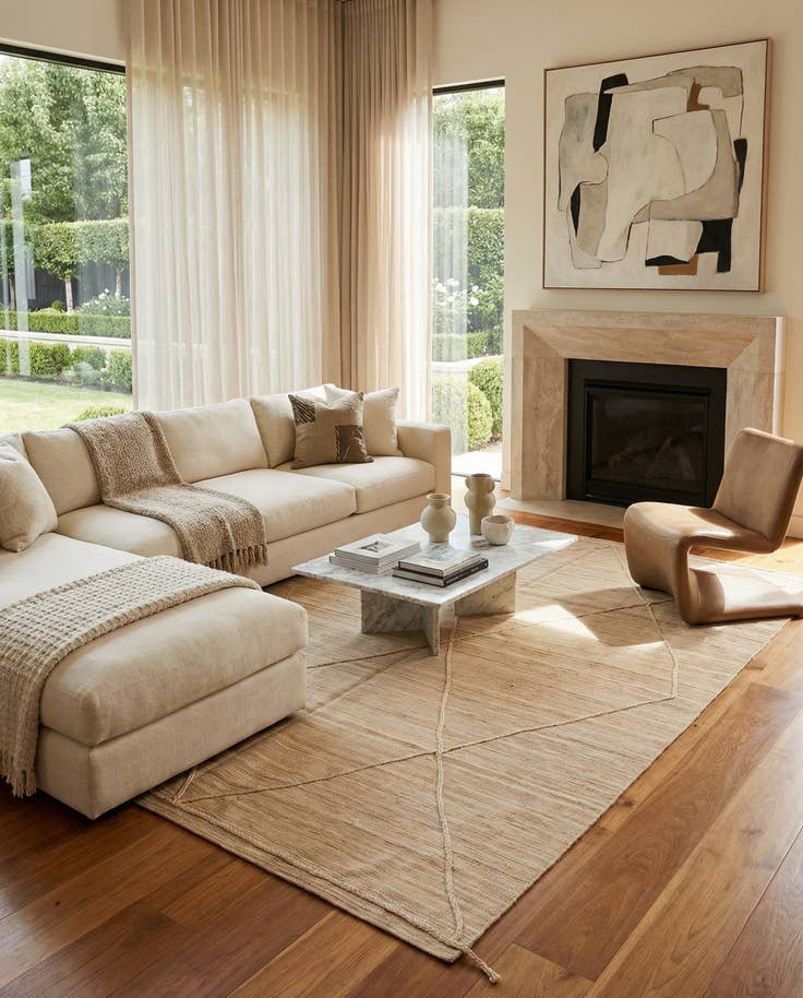 Detail image of 6' 4 x 9' 8 Hand Woven Kilim Modern Wool Rug