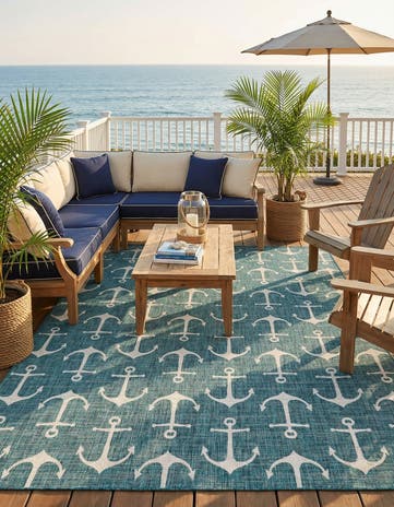 10' x 13' Easy-Clean Coastal Indoor / Outdoor Rug