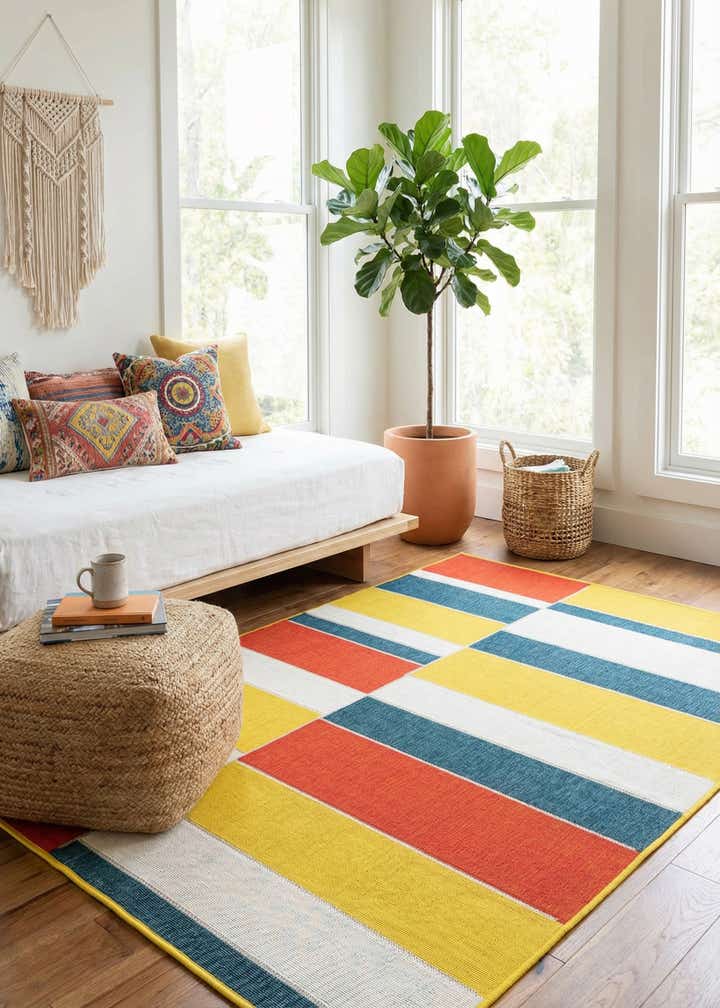 5' 3 x 7' 6 Easy-Clean Modern Indoor / Outdoor Rug