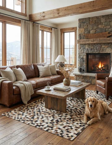 5' x 8' Cowhide Leather Rug