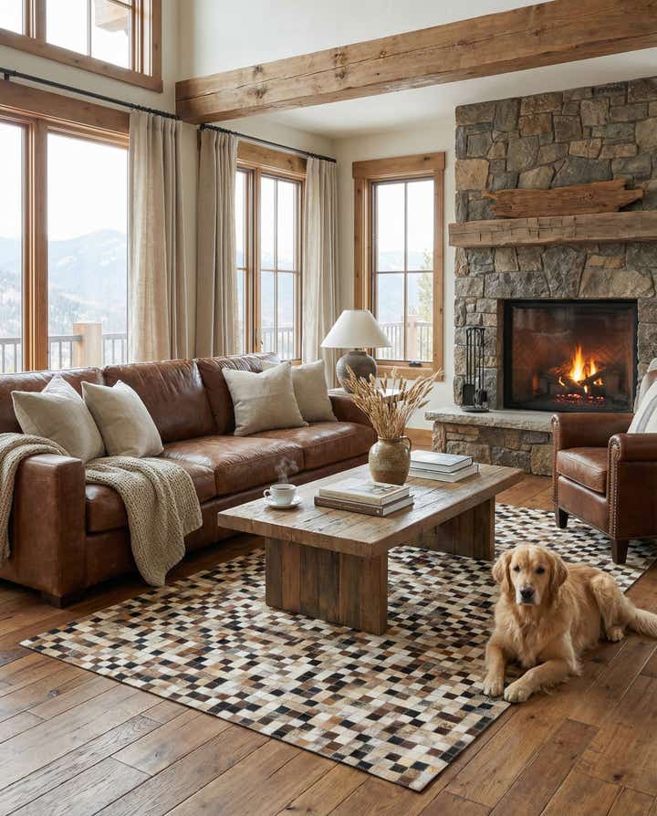 5' x 8' Cowhide Leather Rug