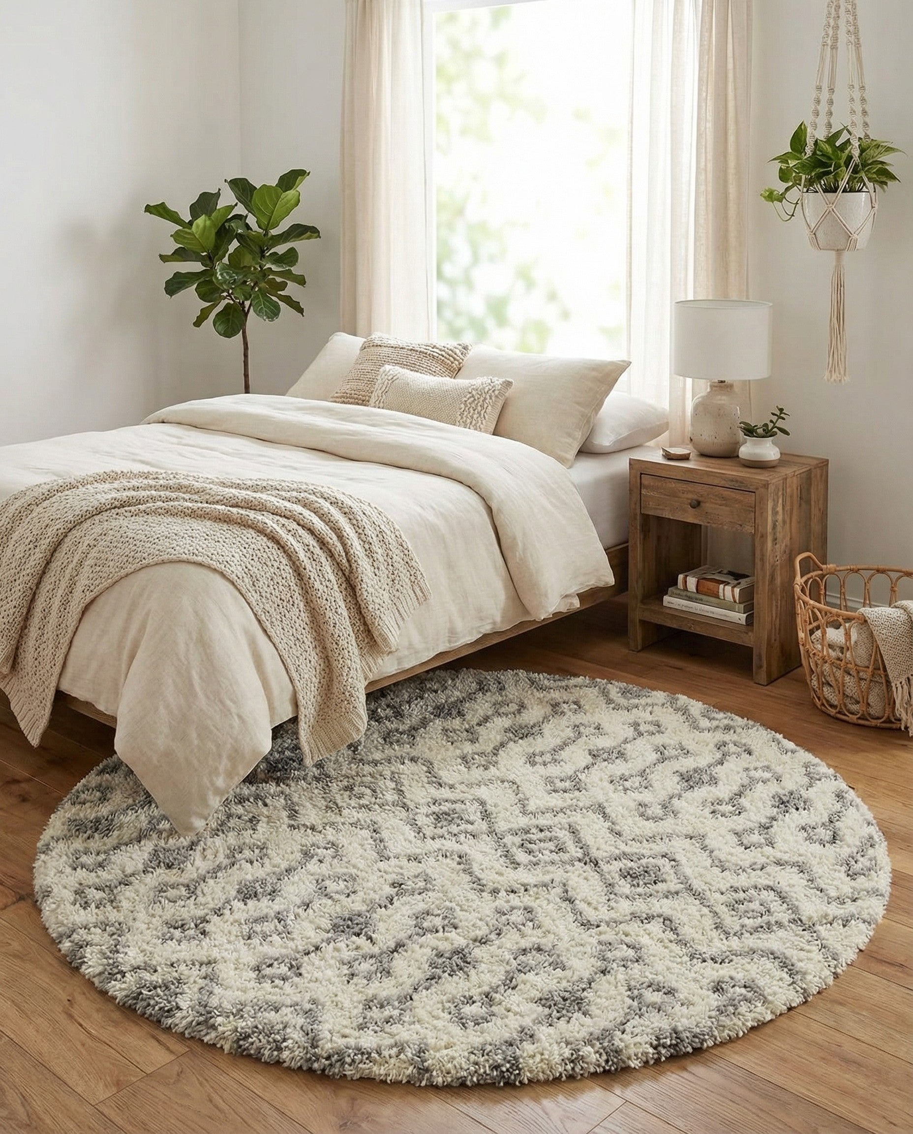  5' 3 x 5' 3 Moroccan Trellis Shag Round Rug