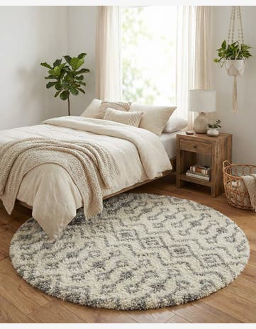 5' 3 x 5' 3 Moroccan Trellis Shag Round Rug