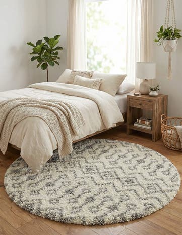 5' 3 x 5' 3 Moroccan Trellis Shag Round Rug