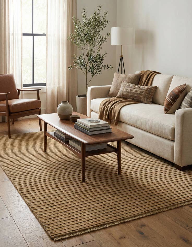 Detail image of 4' 1 x 6' 1  Hand Knotted Modern Ziegler Wool Rug