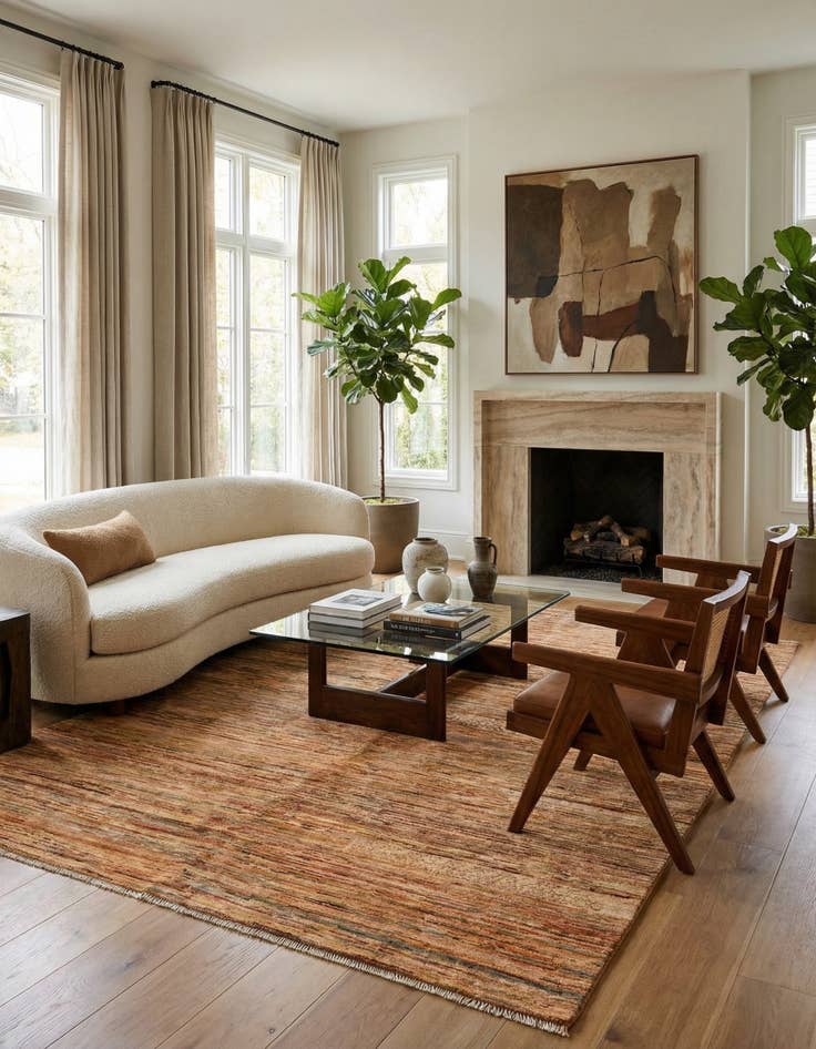 Detail image of 4' 10 x 6' 5  Hand Knotted Modern Ziegler Rug