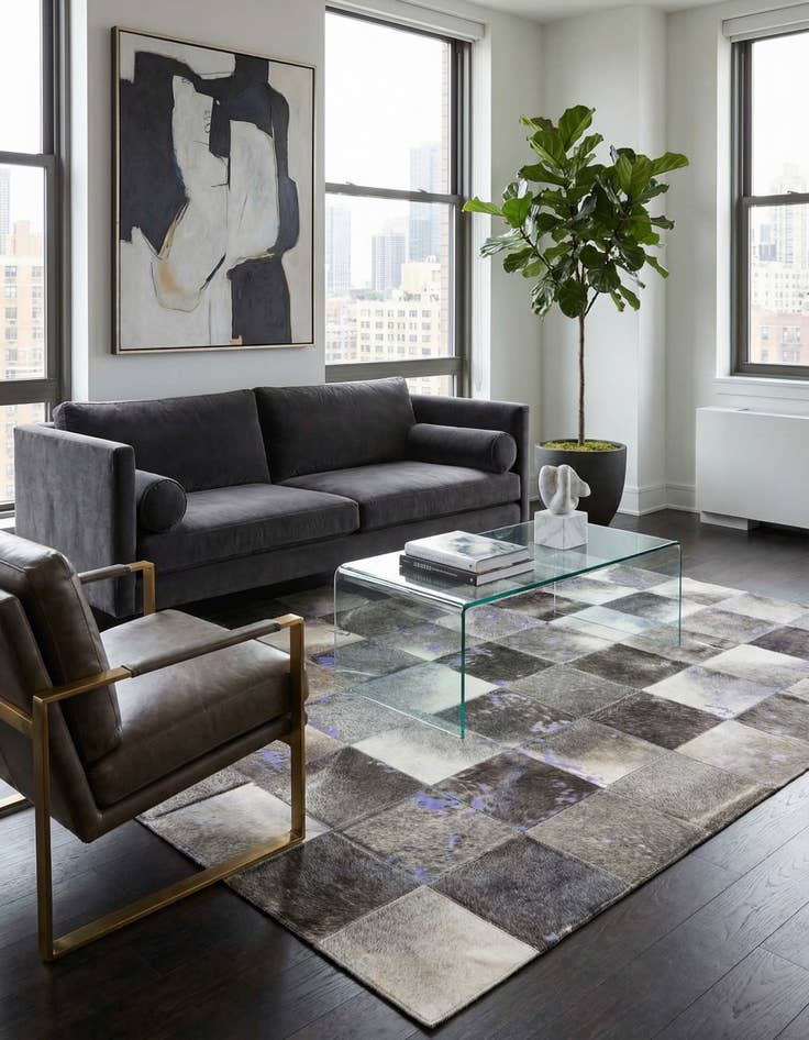 Detail image of 4' x 5' 9 Cowhide Leather Rug