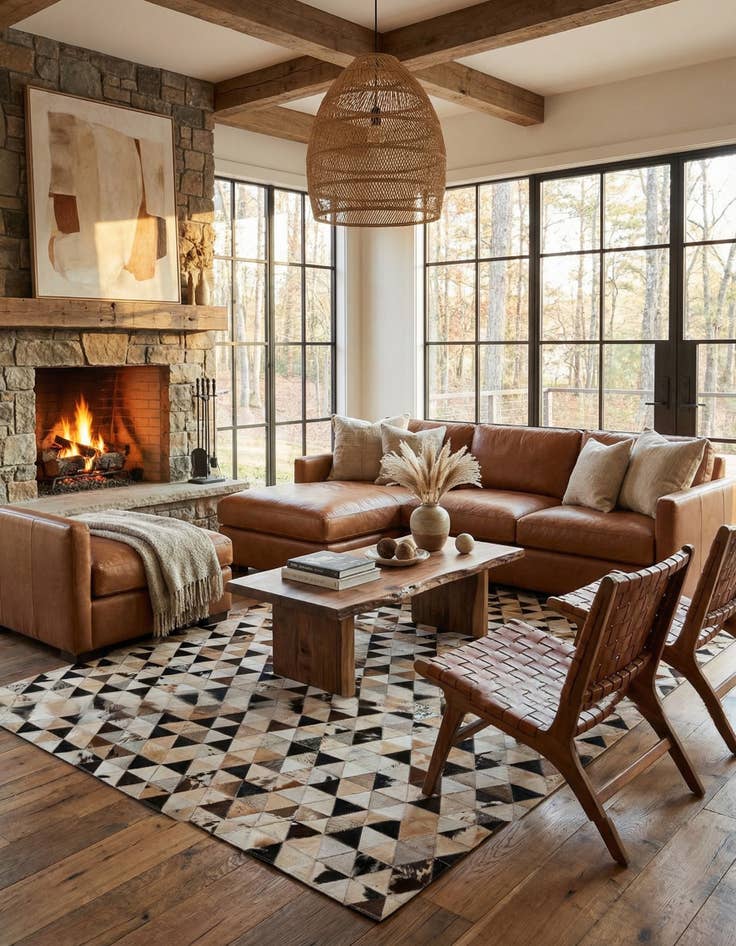 Detail image of  5' 2 x 8' Cowhide - Patchwork Rug