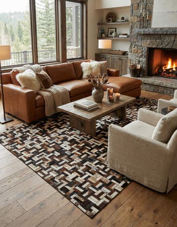 4' 11 x 7' 10 Cowhide - Patchwork Rug