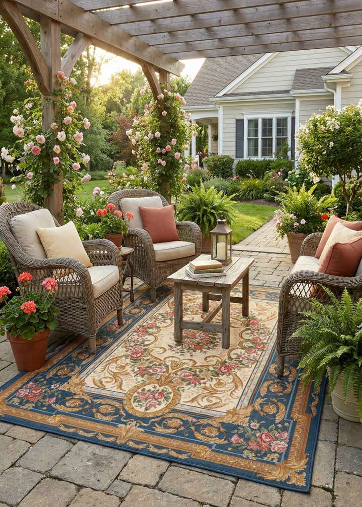 5' x 7' Easy-Clean Traditional Indoor / Outdoor Rug
