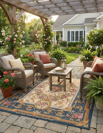 5' x 7' Easy-Clean Traditional Indoor / Outdoor Rug