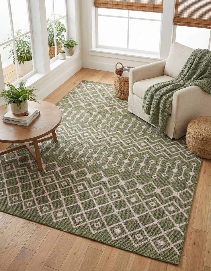Detail image of 6' x 9'  Washable Trellis Indoor / Outdoor Rug