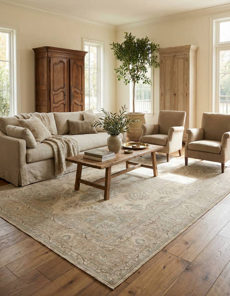 Detail image of 8' x 11'  Hand Knotted Ultra Vintage Persian Wool Rug