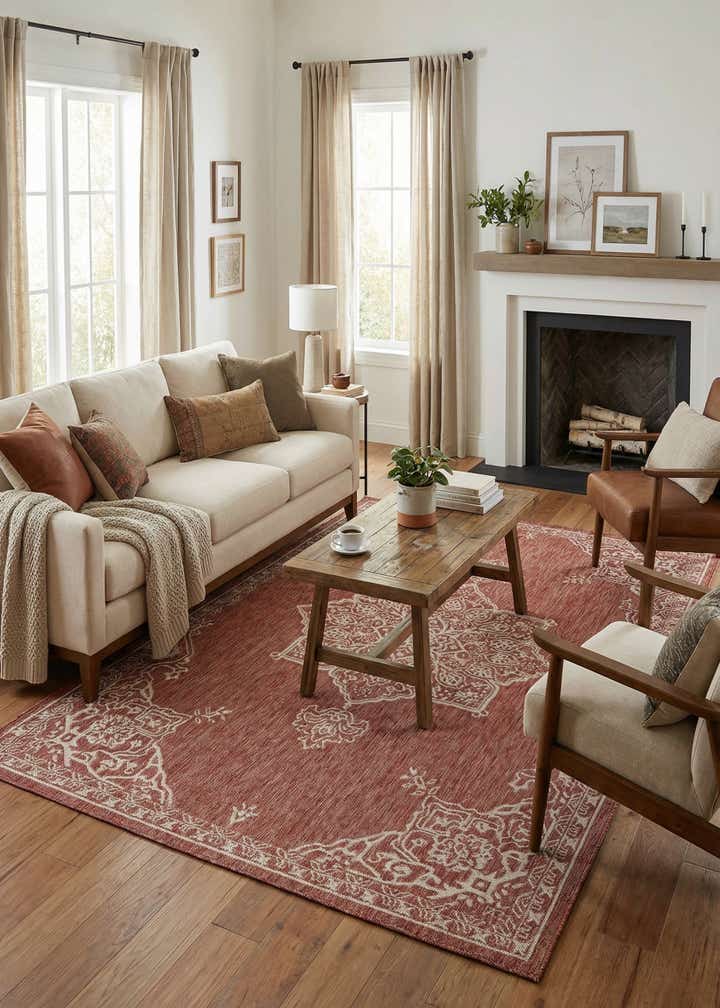 6' x 9' Easy-Clean Traditional Indoor / Outdoor Rug