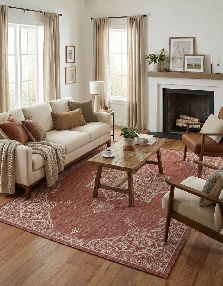 Detail image of  6' x 9'  Washable Traditional Indoor / Outdoor Rug