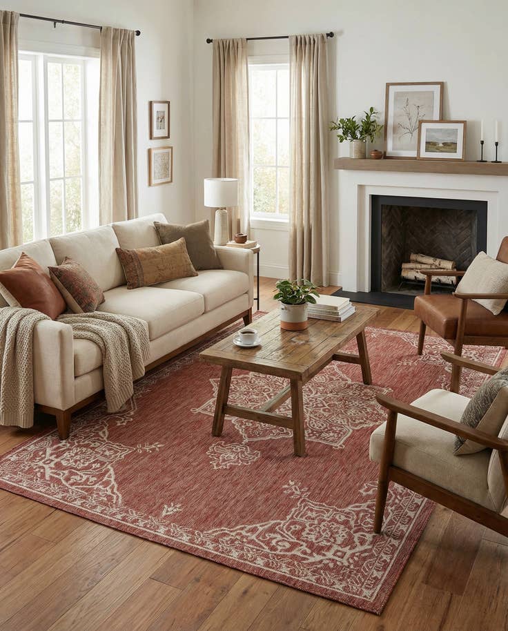 Detail image of 6' x 9' Easy-Clean Traditional Indoor / Outdoor Rug
