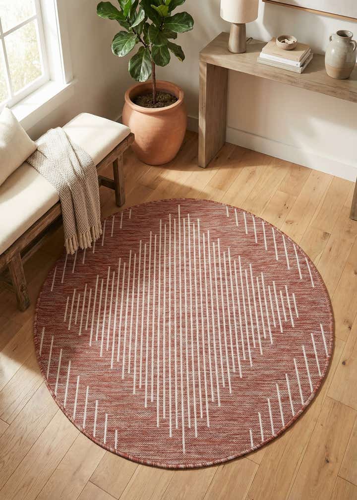 4' x 4' Easy-Clean Modern Indoor / Outdoor Round Rug
