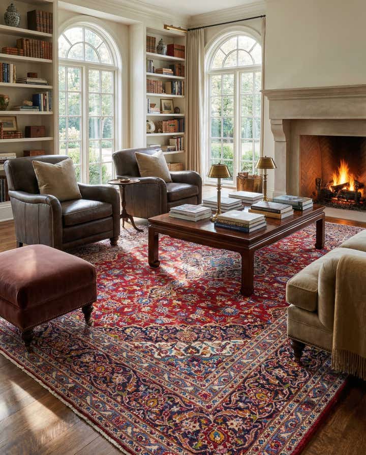 9' 7 x 13' 2 Hand Knotted Kashan Persian Wool Rug