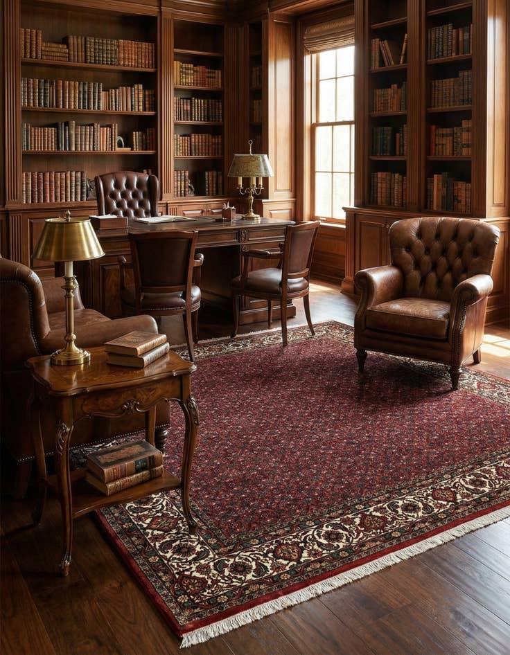 Detail image of 6' 9 x 6' 10 Bidjar With Silk Square Rug