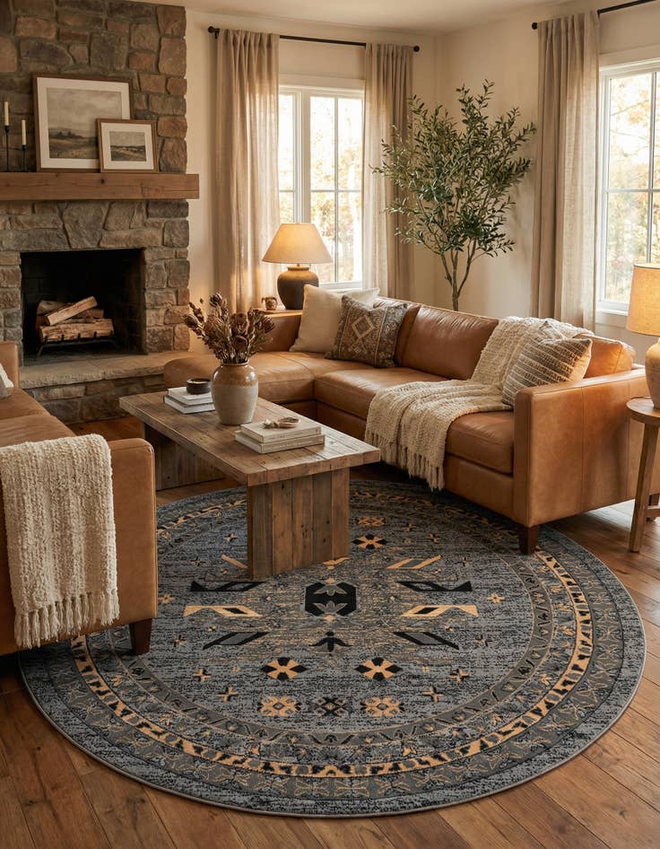 Detail image of  7' 10 x 7' 10 Heris Round Rug