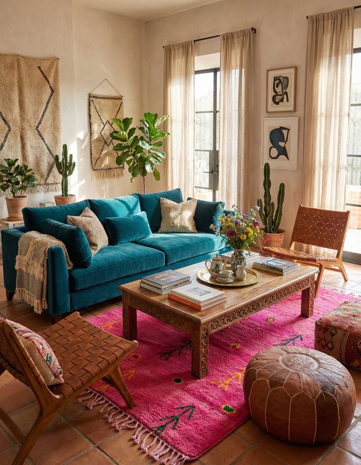 Detail image of 6' 3 x 9' 2  Hand Knotted Moroccan Wool Rug