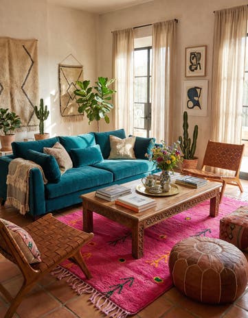 6' 3 x 9' 2 Hand Knotted Moroccan Wool Rug
