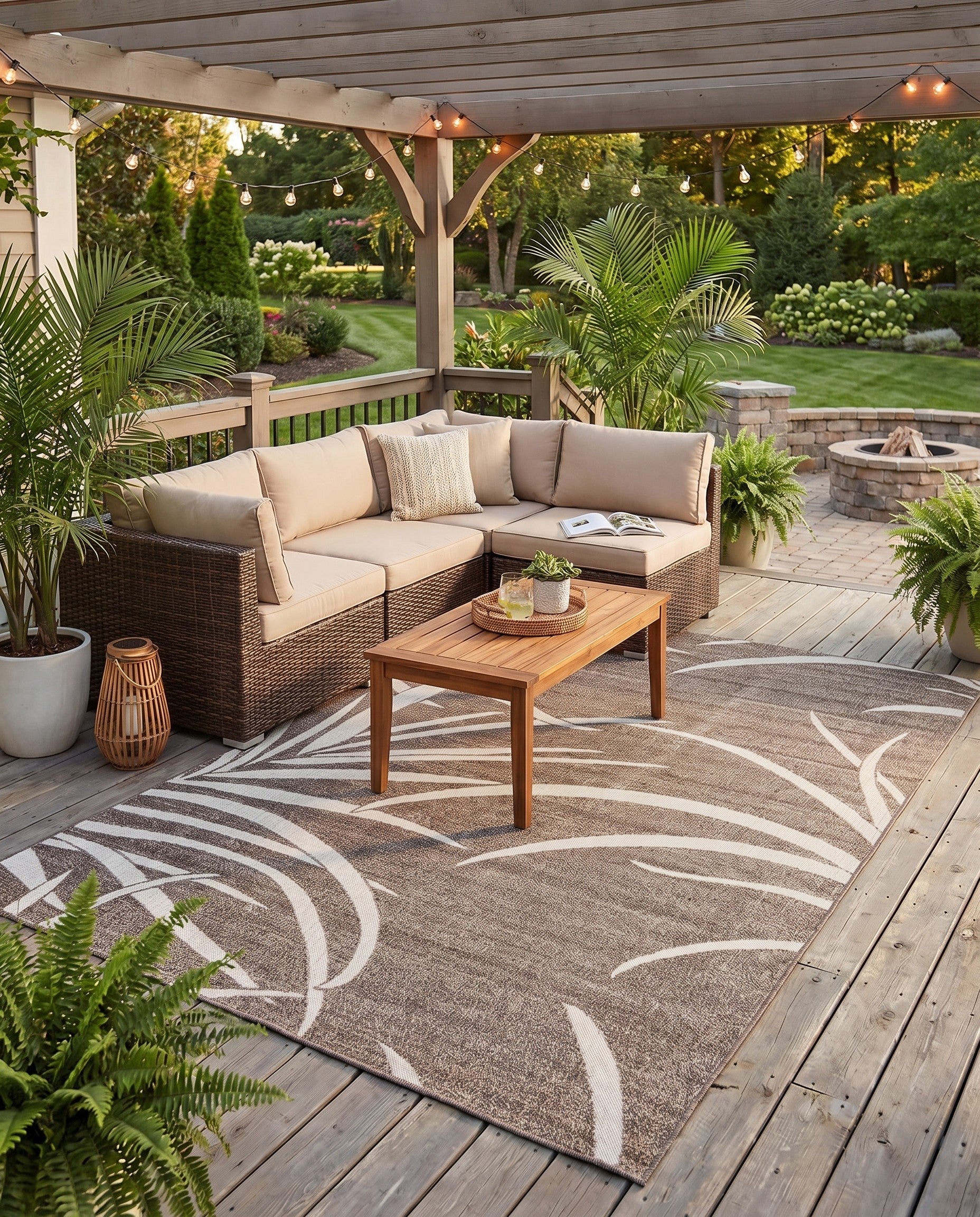 6' x 9' Easy-Clean Botanical Indoor / Outdoor Rug