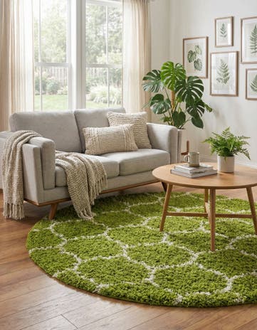 5' 3 x 5' 3 Trellis Shag Round Rug