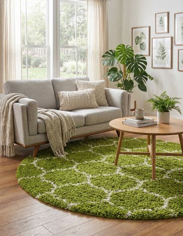 5' 3 x 5' 3 Trellis Shag Round Rug