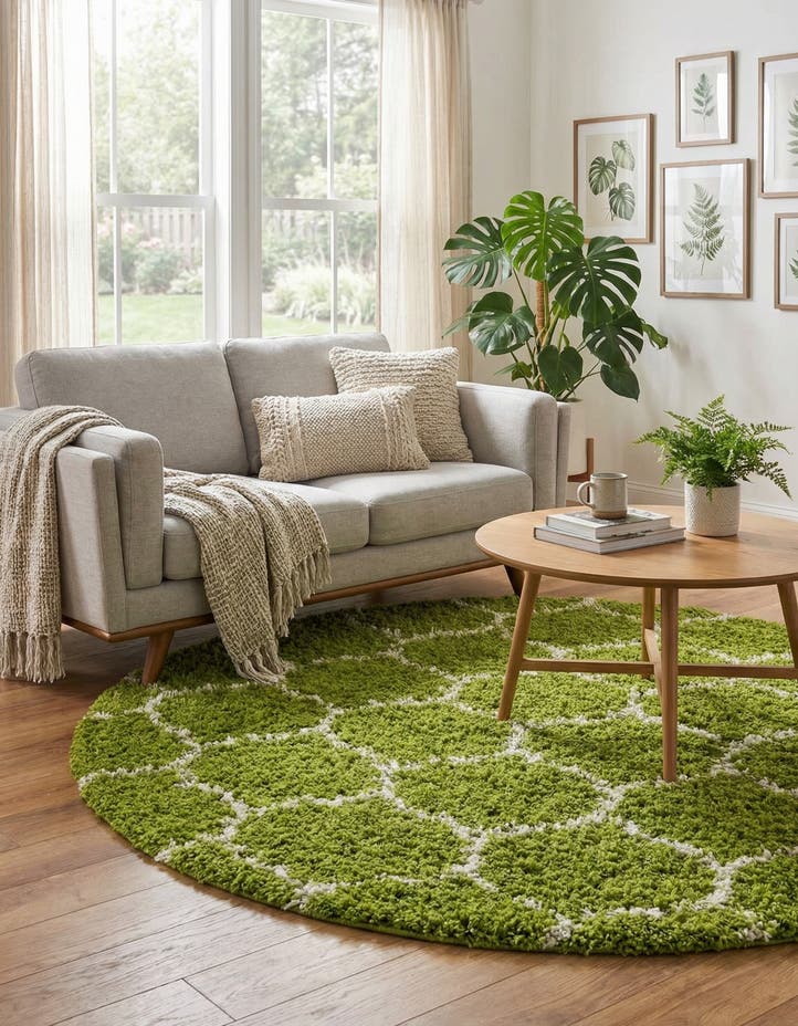 5' 3 x 5' 3 Lattice Shag Round Rug