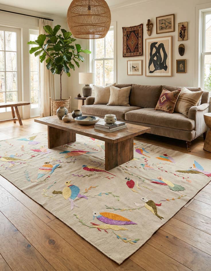 Detail image of 5' 6 x 7' 7  Hand Woven Kilim Suzani Wool Rug