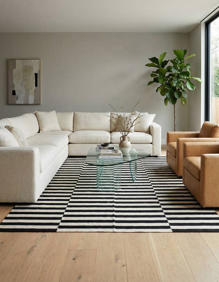 Detail image of 6' 8 x 9' 9  Hand Woven Kilim Modern Wool Rug