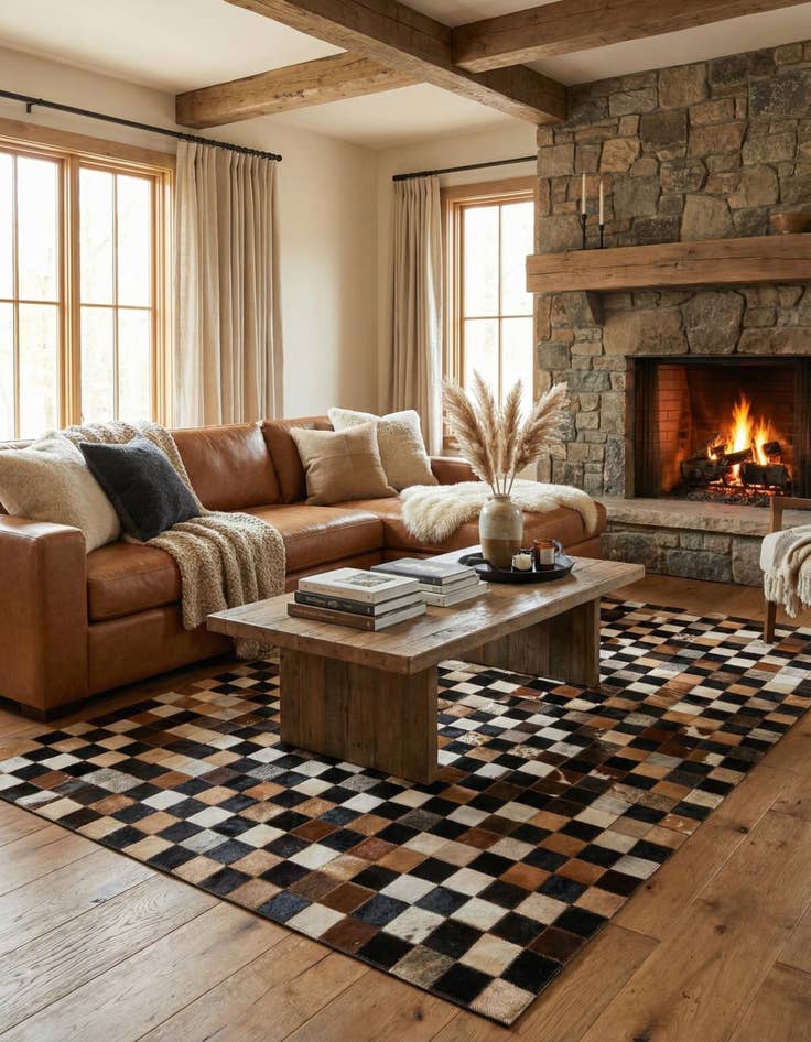 Detail image of  5' x 8' Cowhide Leather Rug