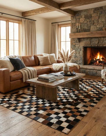 5' x 8' Cowhide Leather Rug