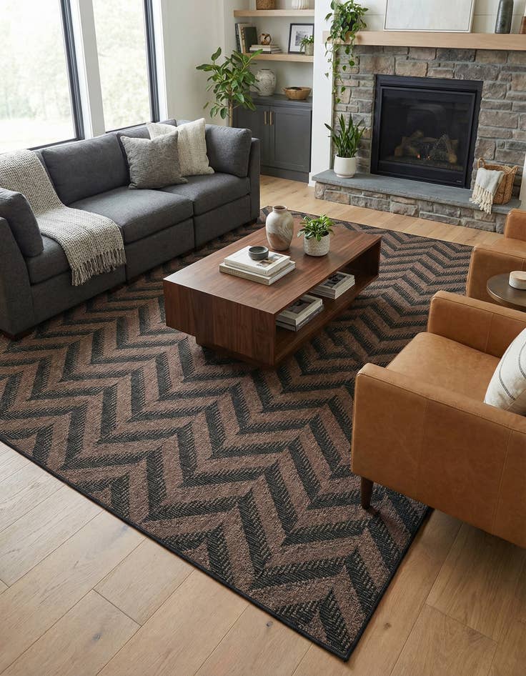 Detail image of  9' x 12'  Washable Modern Indoor / Outdoor Rug