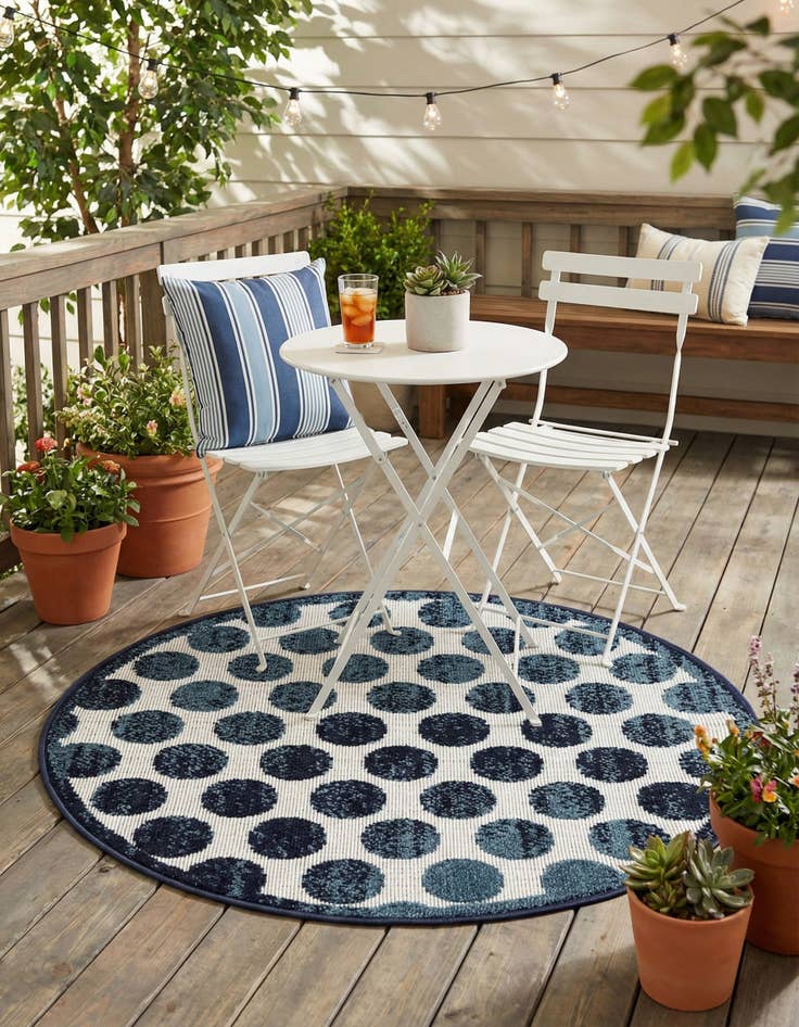 Detail image of 3' x 3'  Washable Sabrina Soto Indoor / Outdoor Round Rug