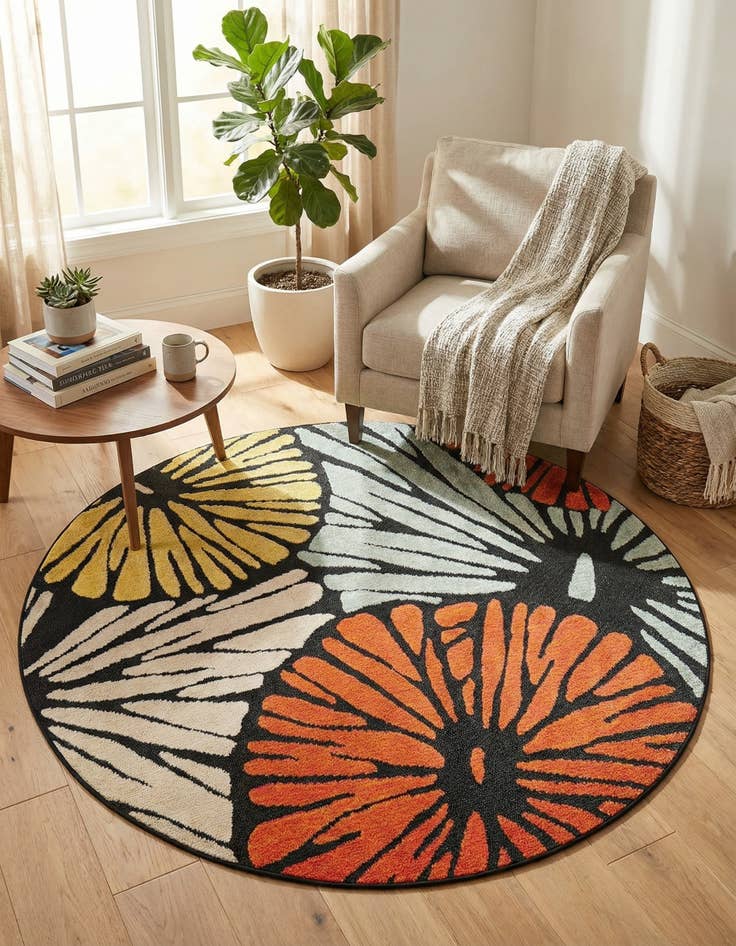 Detail image of 6' x 6' Easy-Clean Casablanca Indoor / Outdoor Round Rug