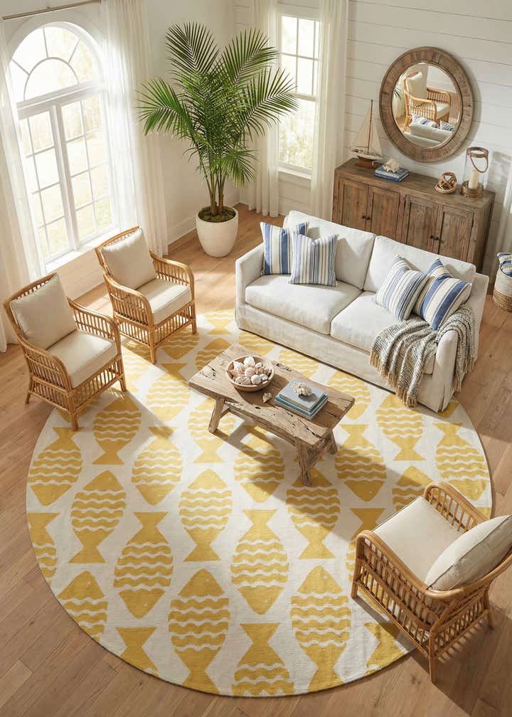 13' x 13' Easy-Clean Coastal Indoor / Outdoor Round Rug
