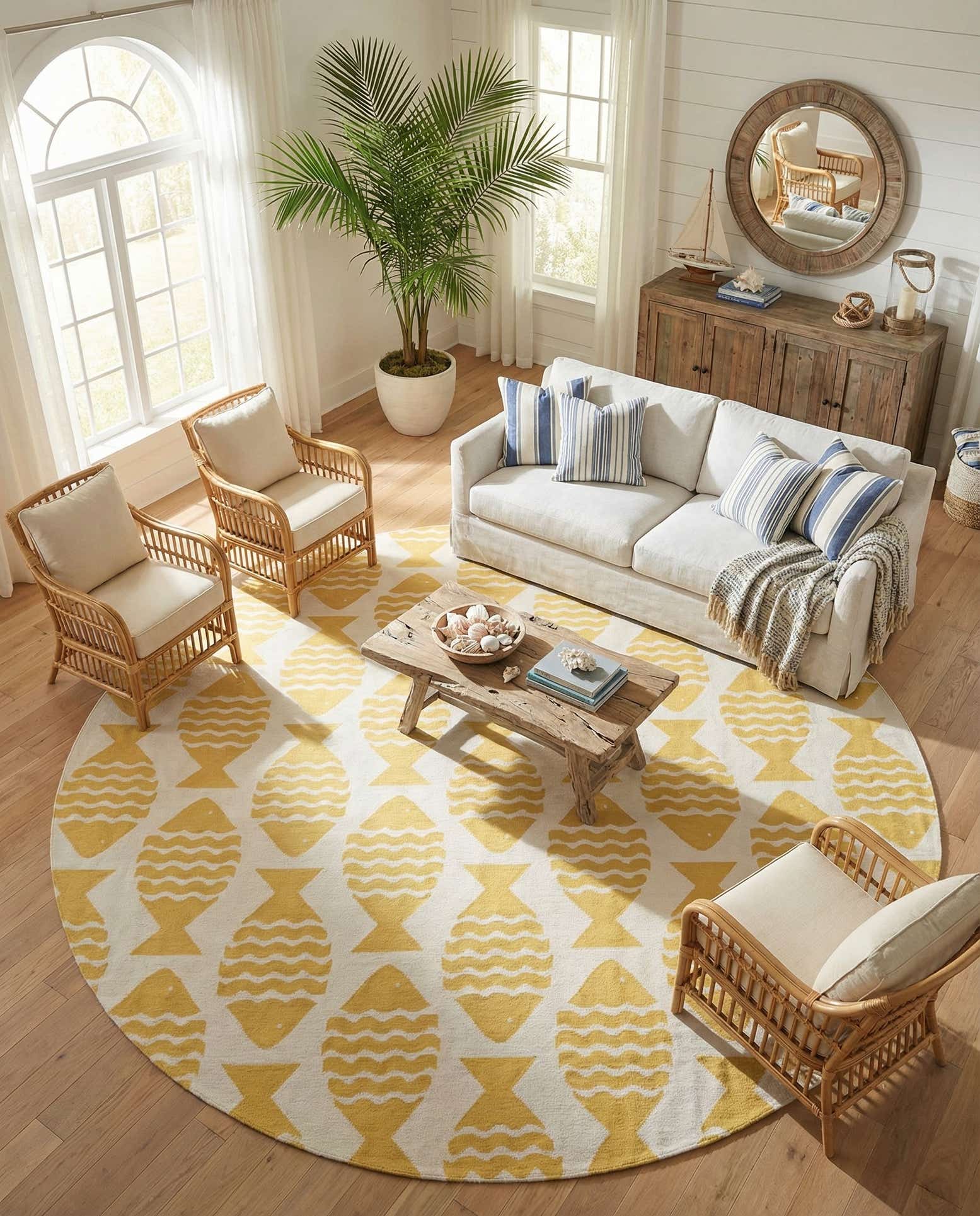 13' x 13' Easy-Clean Coastal Indoor / Outdoor Round Rug